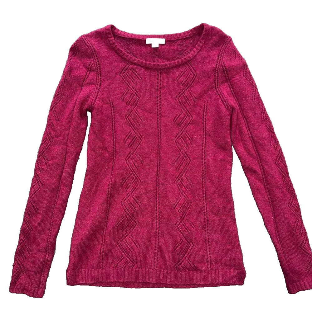 Garnet Hill 100% Cashmere Pointelle Crewneck Sweater Women's Size XS A011275